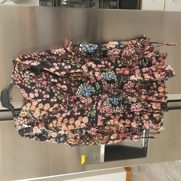 💕TED BAKER💕 Hendria Ruffled Crepe Mini Dress ~ Black Floral Print 4-6 US NWT - Picture 13 of 16